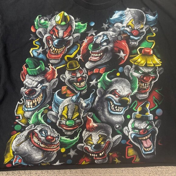 Liquid Blue Shirt Black Crewneck Scary Clowns Trashec Boxy Cutoff Cropped 2011 - Picture 6 of 14